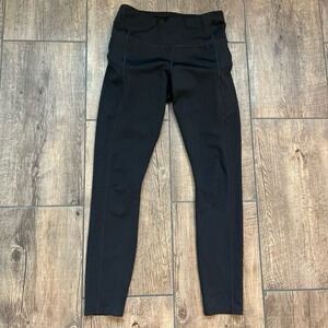 Athleta Laser Cut Contender Tight Black Back Zip Athletic‎ Leggings Women's XS